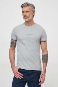 Bavlněné tričko Tommy Hilfiger šedá