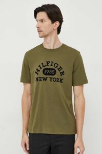 Bavlněné tričko Tommy Hilfiger zelená
