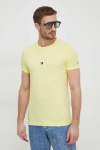 Bavlněné tričko Tommy Hilfiger žlutá
