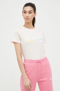 Bavlněné tričko Guess růžová