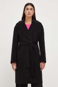 Vlněný kabát Pinko černá