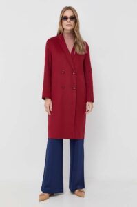 Vlněný kabát Patrizia Pepe červená