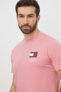 Bavlněné tričko Tommy Jeans růžová