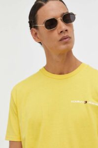Bavlněné tričko Tommy Jeans žlutá