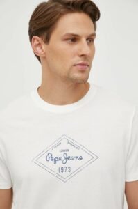 Bavlněné tričko Pepe Jeans Wasley béžová