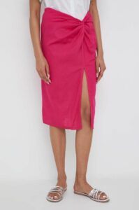 Lněná sukně Answear Lab růžová