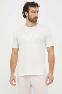 Bavlněné tričko adidas Originals Trefoil béžová