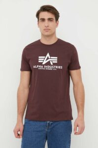 Bavlněné tričko Alpha Industries Basic T-Shirt vínová