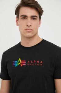 Bavlněné tričko Alpha Industries černá
