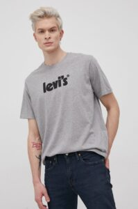 Bavlněné tričko Levi's šedá barva