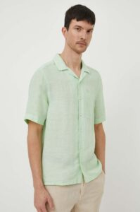 Lněná košile Calvin Klein zelená