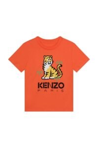 Dětské bavlněné tričko Kenzo Kids oranžová