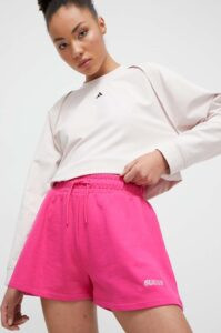 Bavlněné šortky Guess ELEANORA fialová barva