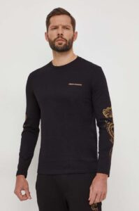 Bavlněné tričko s dlouhým rukávem Armani Exchange černá