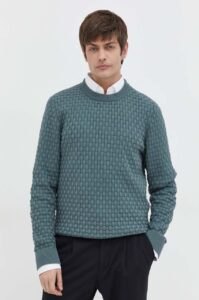Bavlněný svetr HUGO zelená