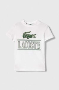 Dětské bavlněné tričko Lacoste bílá