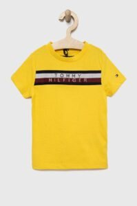 Dětské bavlněné tričko Tommy Hilfiger žlutá