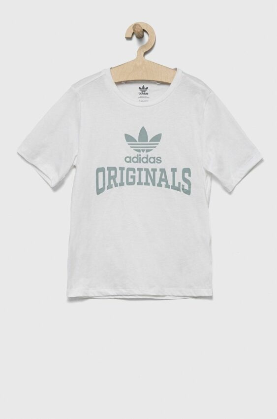 Dětské bavlněné tričko adidas Originals bílá