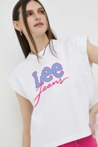 Bavlněné tričko Lee bílá