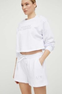 Bavlněné šortky Armani Exchange bílá barva