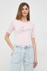 Tričko Guess GRACE růžová barva