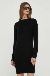 Vlněné šaty Armani Exchange černá