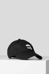 Bavlněná baseballová čepice Karl Lagerfeld černá