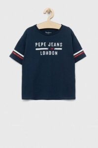 Dětské bavlněné tričko Pepe Jeans tmavomodrá