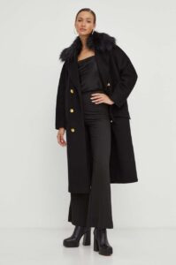 Vlněný kabát Elisabetta Franchi černá