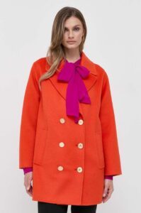 Vlněný kabát Luisa Spagnoli oranžová