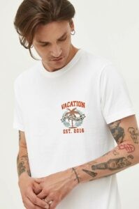 Bavlněné tričko On Vacation bílá