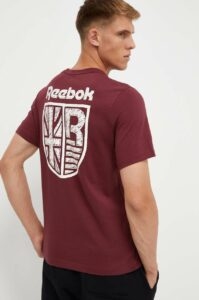 Bavlněné tričko Reebok vínová barva