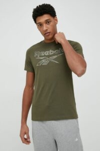 Bavlněné tričko Reebok zelená barva
