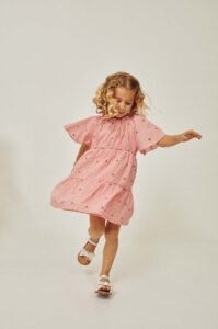 Dětské bavlněné šaty zippy růžová