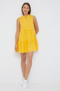 Plátěné šaty Sisley žlutá