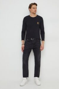 Tričko s dlouhým rukávem Versace černá barva