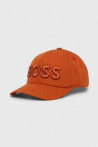 Bavlněná baseballová čepice BOSS oranžová