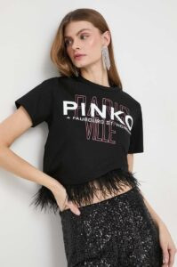 Bavlněné tričko Pinko černá