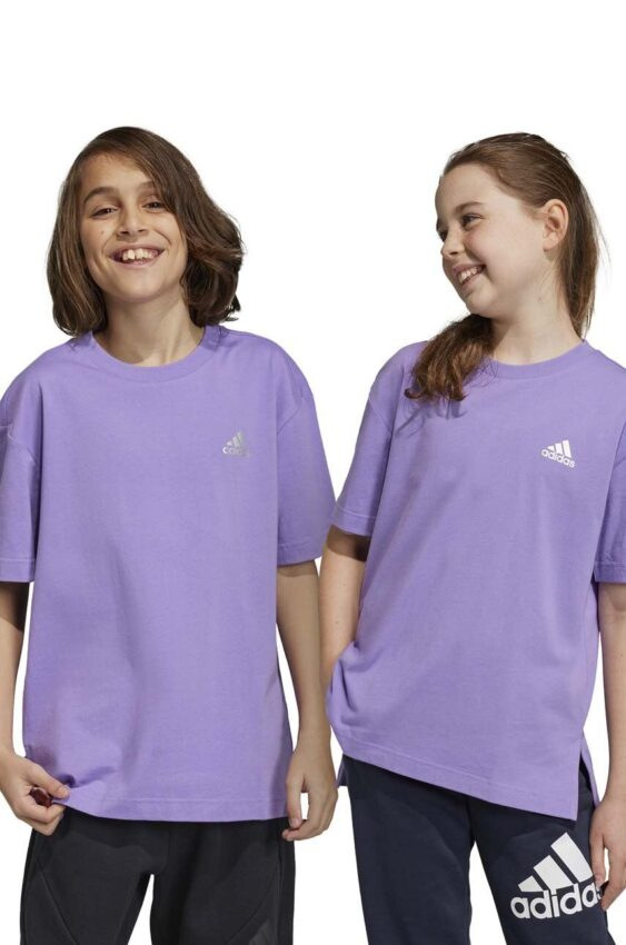 Dětské bavlněné tričko adidas fialová