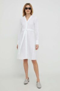 Plátěné šaty Calvin Klein bílá