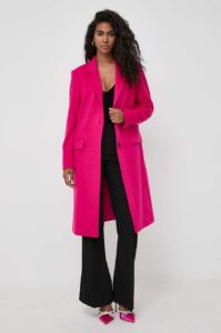 Vlněný kabát BOSS růžová