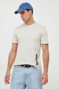 Bavlněné tričko Calvin Klein béžová