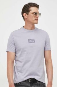 Bavlněné tričko Calvin Klein fialová