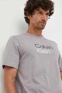 Bavlněné tričko Calvin Klein šedá