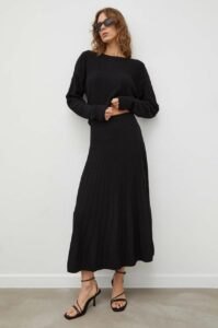 Vlněná sukně BA&SH černá barva
