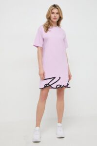 Bavlněné šaty Karl Lagerfeld růžová