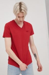 Bavlněné tričko Superdry červená