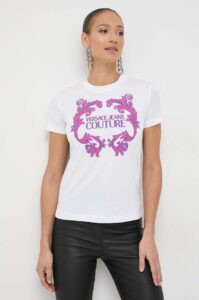 Bavlněné tričko Versace Jeans Couture bílá