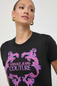 Bavlněné tričko Versace Jeans Couture černá
