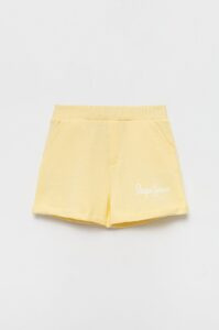 Dětské bavlněné šortky Pepe Jeans žlutá barva